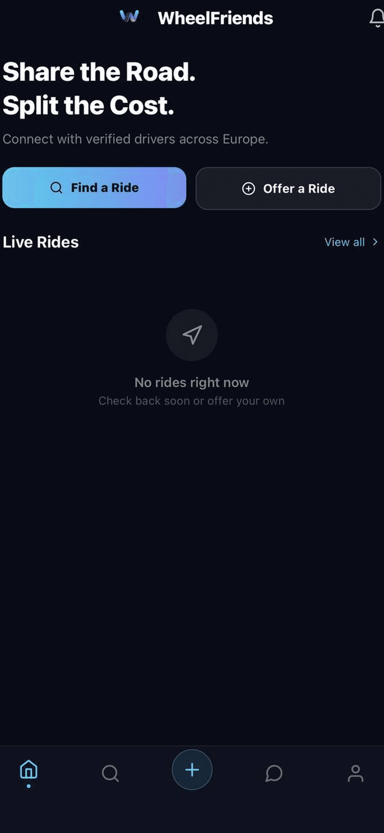 WheelFriends app on iPhone